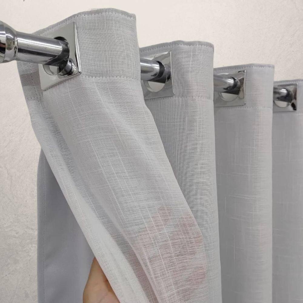 Cortina Voil Gaze Linho Branco 6,00X2,80 Forro Blackout Alto