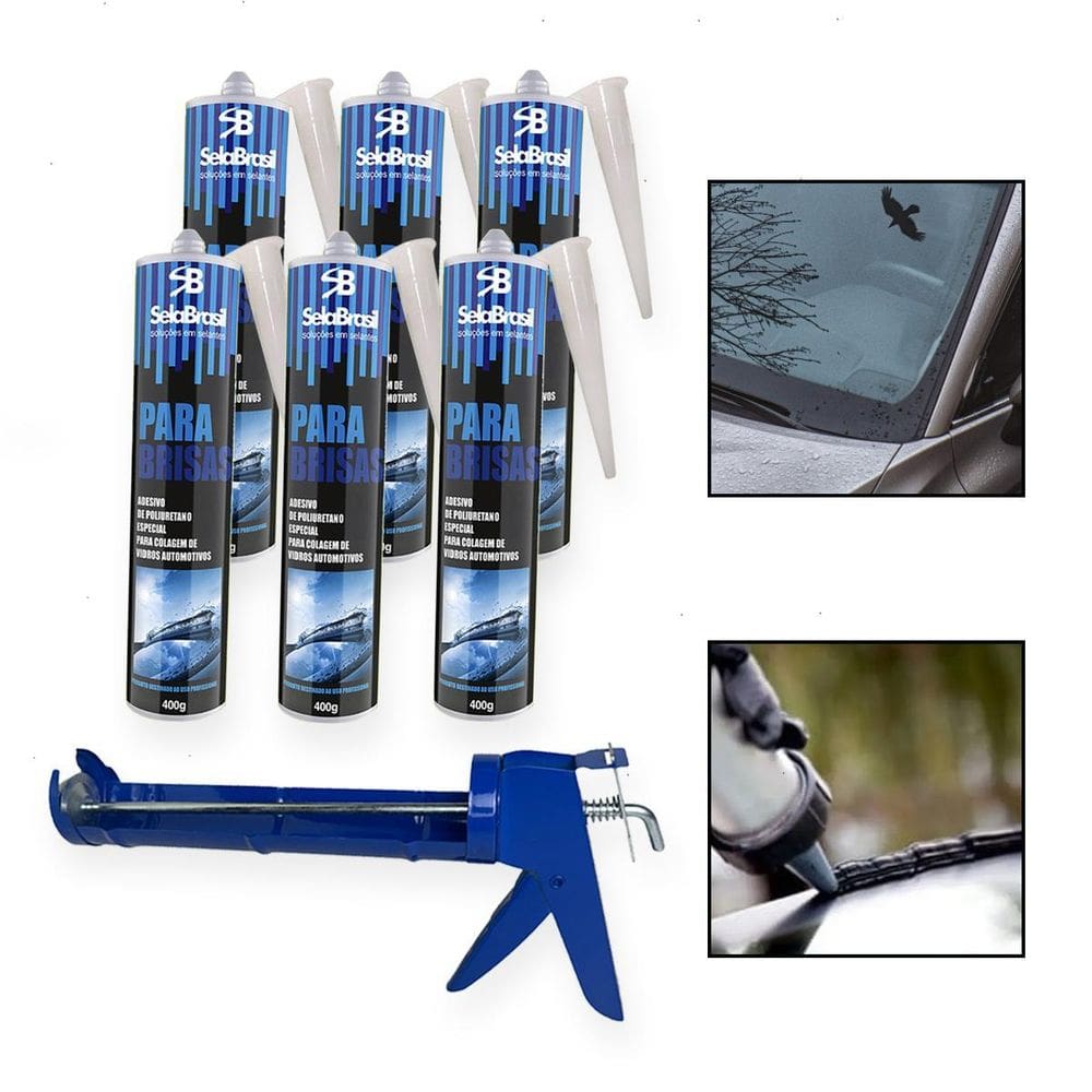 Kit 6 Cola Adesivo Para Brisa Vidro Automotivo Com Aplicador