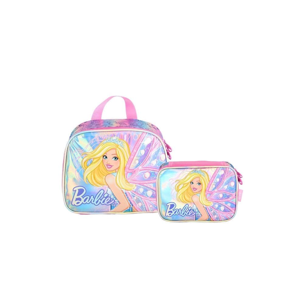 Kit Escolar Lancheira+Estojo Box Barbie Magic - Rosa