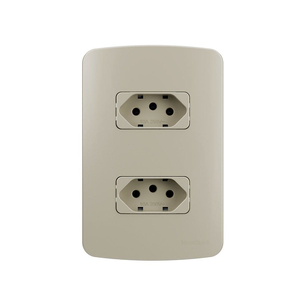 Tomada Dupla MarGirius B3 Colors 2P+T 10A com Placa 4x2 Pérola