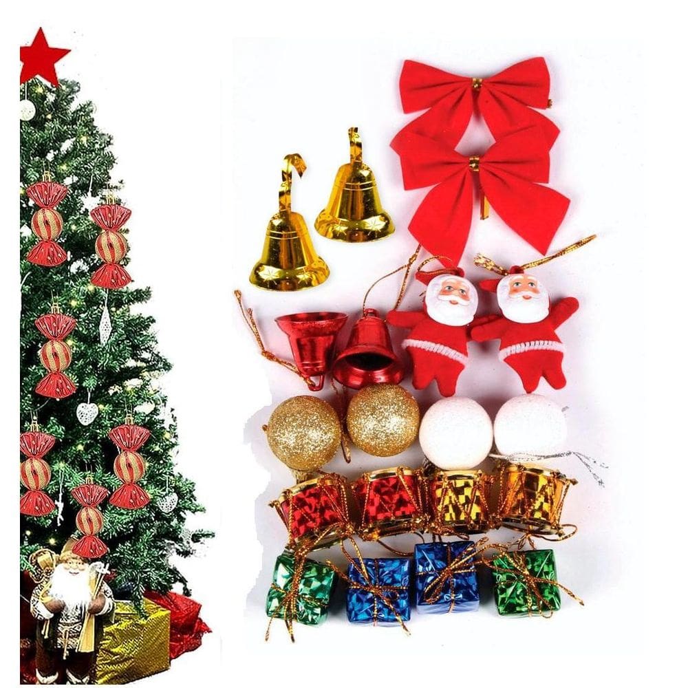 Kit Enfeites Natal Completo Arvore Laços 20 Itens