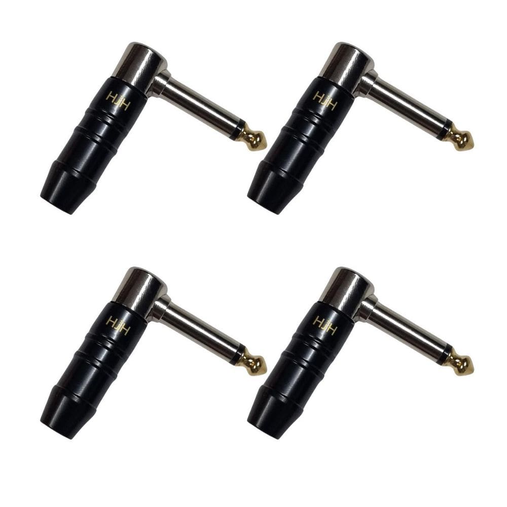 Kit 4 Plug P10 Macho Mono Em L Cromo 90º Profissional Hjh