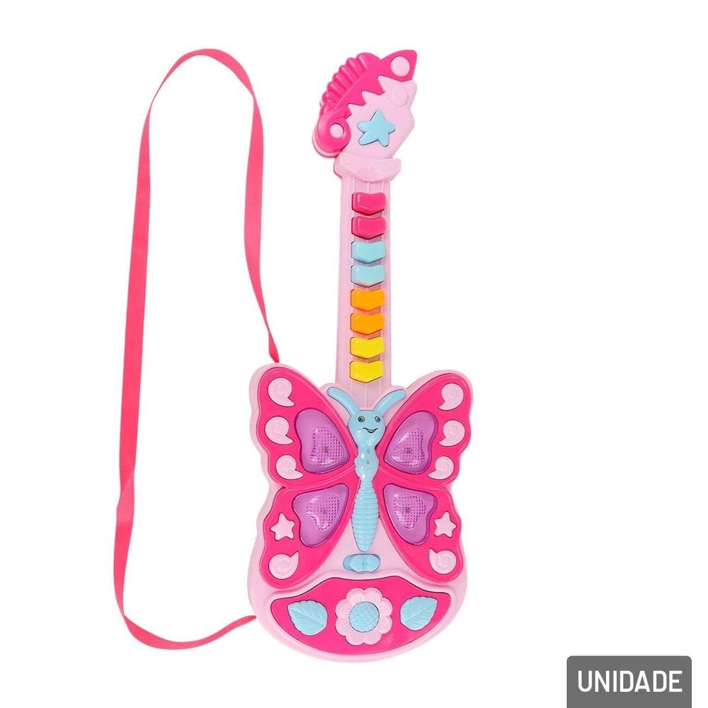 Guitarra Musical de Plástico Infantil Luzes e Som - Tudo em Caixa