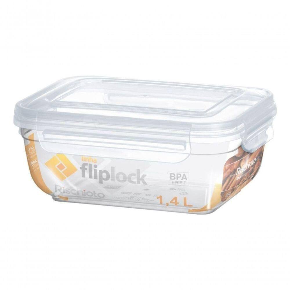 Pote Fliplock Em Plástico Transparente 1400 Ml Rischioto