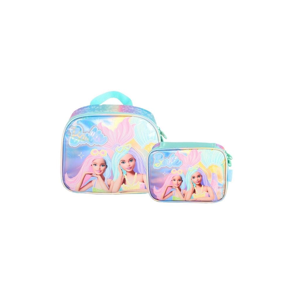 Kit Escolar Lancheira+Estojo Box Barbie Magic - Verde