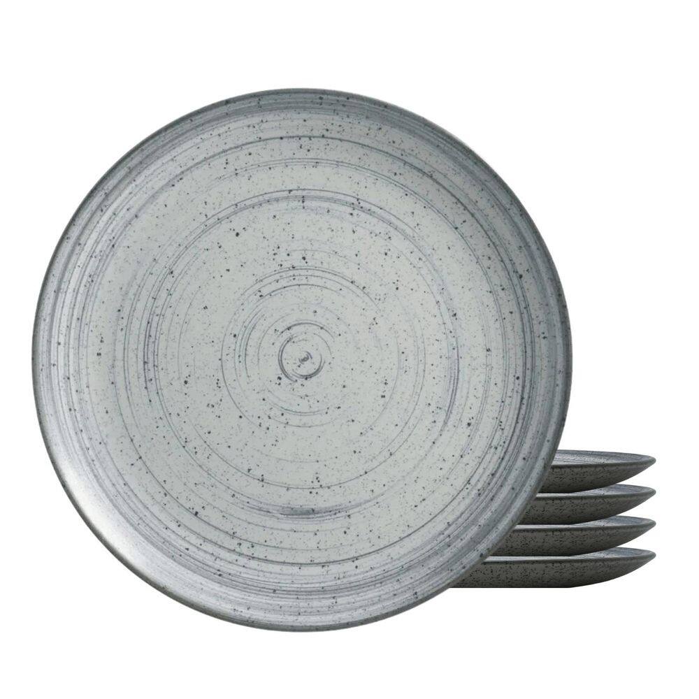 Jogo De Pratos Fundo Cerâmica Kit 4Pc 25Cm Kya Gray Alleanza