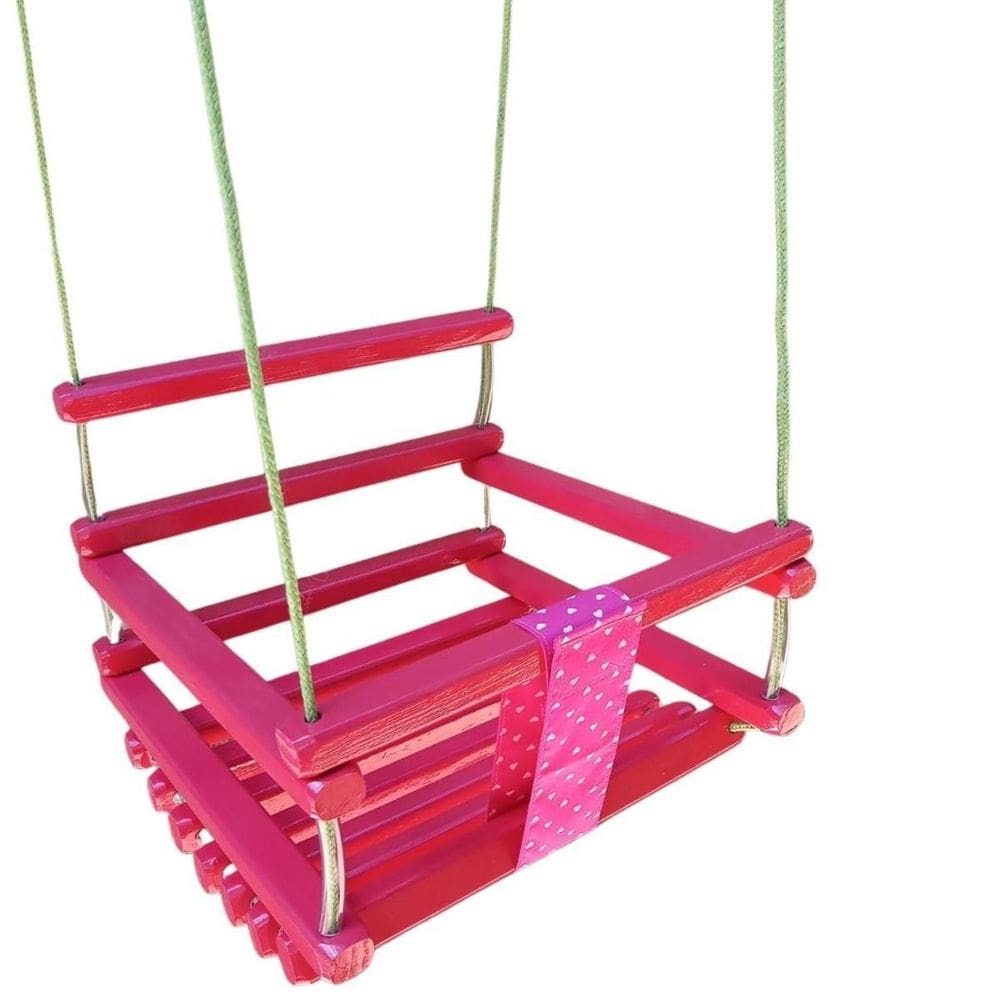 Balanço Gangorra Infantil Madeira 35X35 Pink Suporta 80Kg