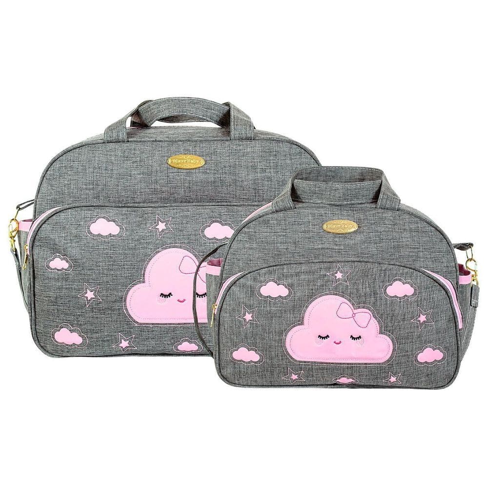 Kit Bolsas Maternidade Mave Baby Charm Cinza E Rosa