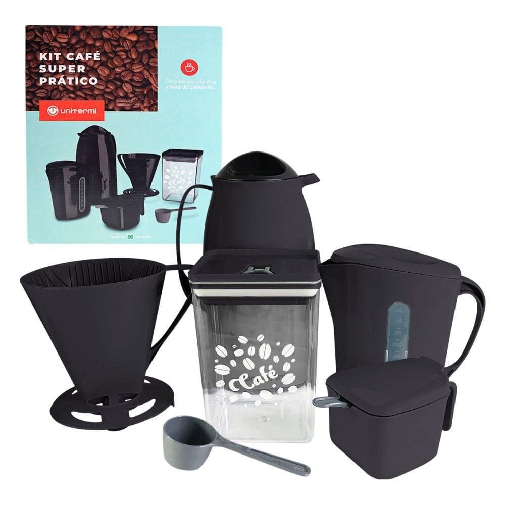 Kit Café Cafeteira Leiteira Organizador Com 6 Peças Pratico