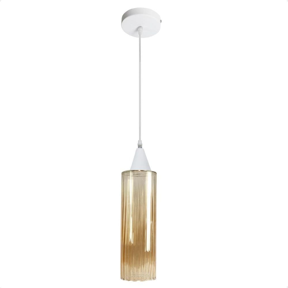 Pendente Taschibra Anne Rigato Âmbar E27 Bivolt Branco