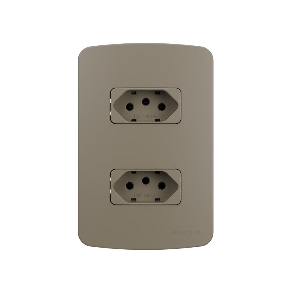 Tomada Dupla MarGirius B3 Colors 2P+T 10A com Placa 4x2 Argila