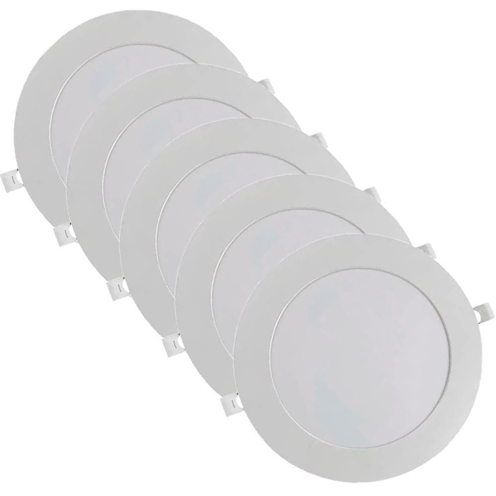 Kit 5 Luminária Plafon Led Redondo Embutir 24W 3000K - Noll