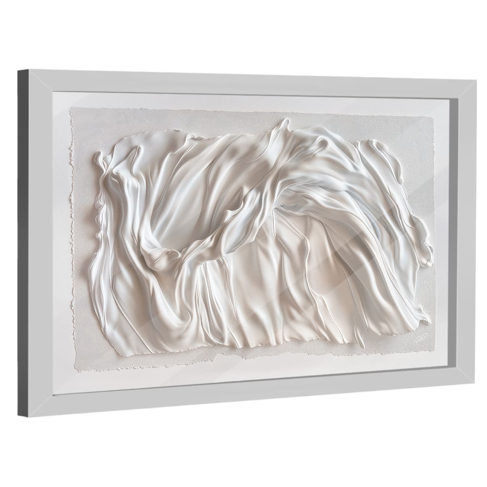 Quadro Decorativo Abstrato Tecido Branco