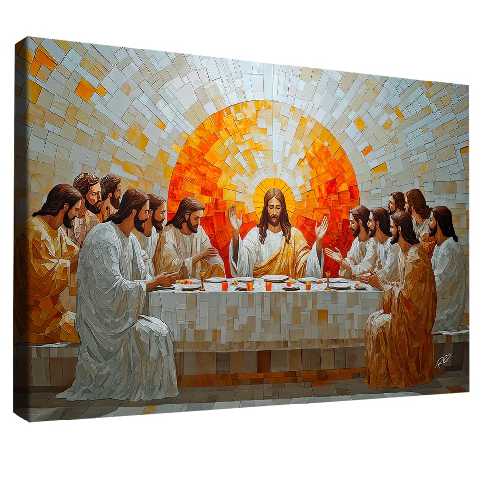 Quadro Decorativo Santa Ceia Estilo Geométrica