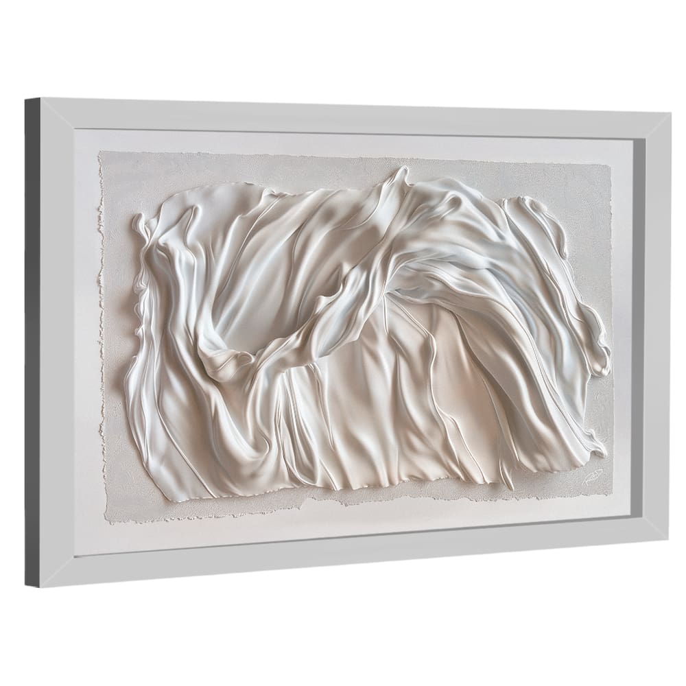 Quadro Decorativo Abstrato Tecido Branco