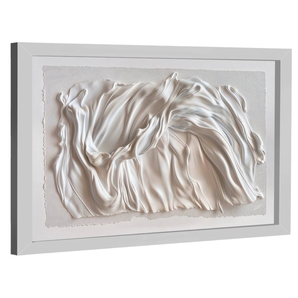 Quadro Decorativo Abstrato Tecido Branco