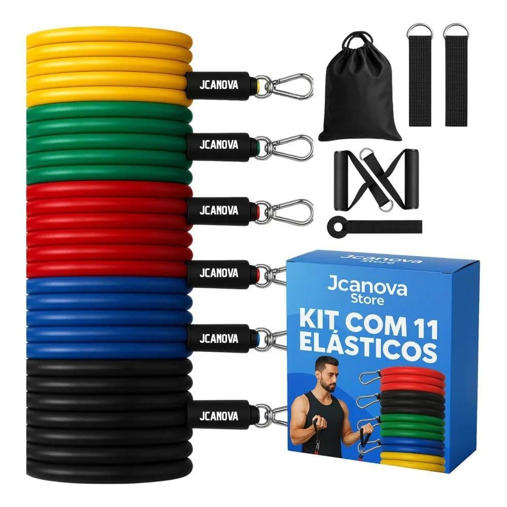 Jcanova Store Kit Elásticos Academia 11 Peças Borracha Corda
