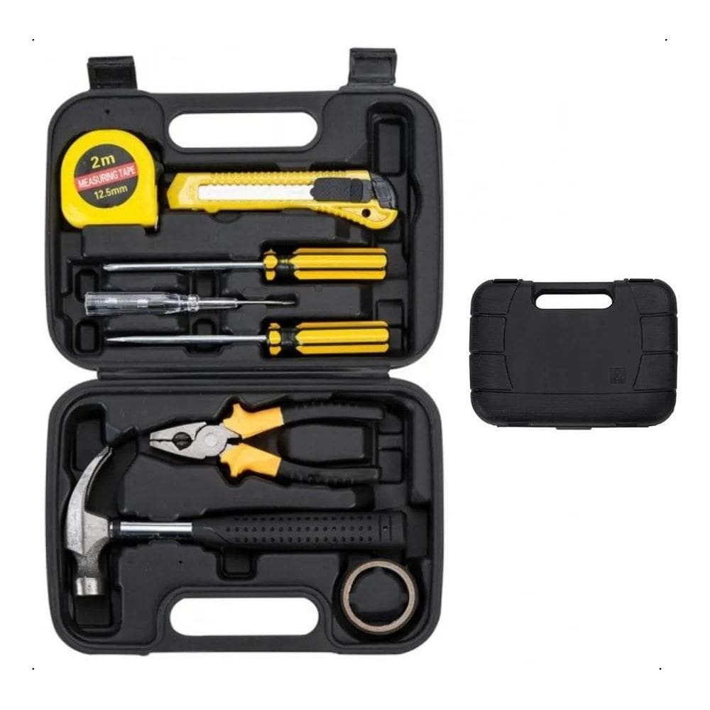 Kit Maleta Ferramenta 8 Peças Phillips Fenda Alicate Martelo