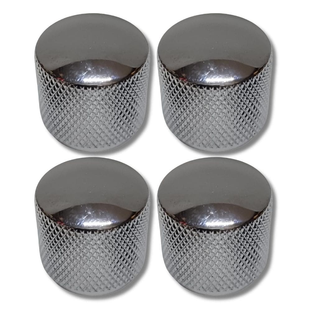 Kit 4 Knob Baixo Guitarra Metal S/ Parafuso Grande Cromado