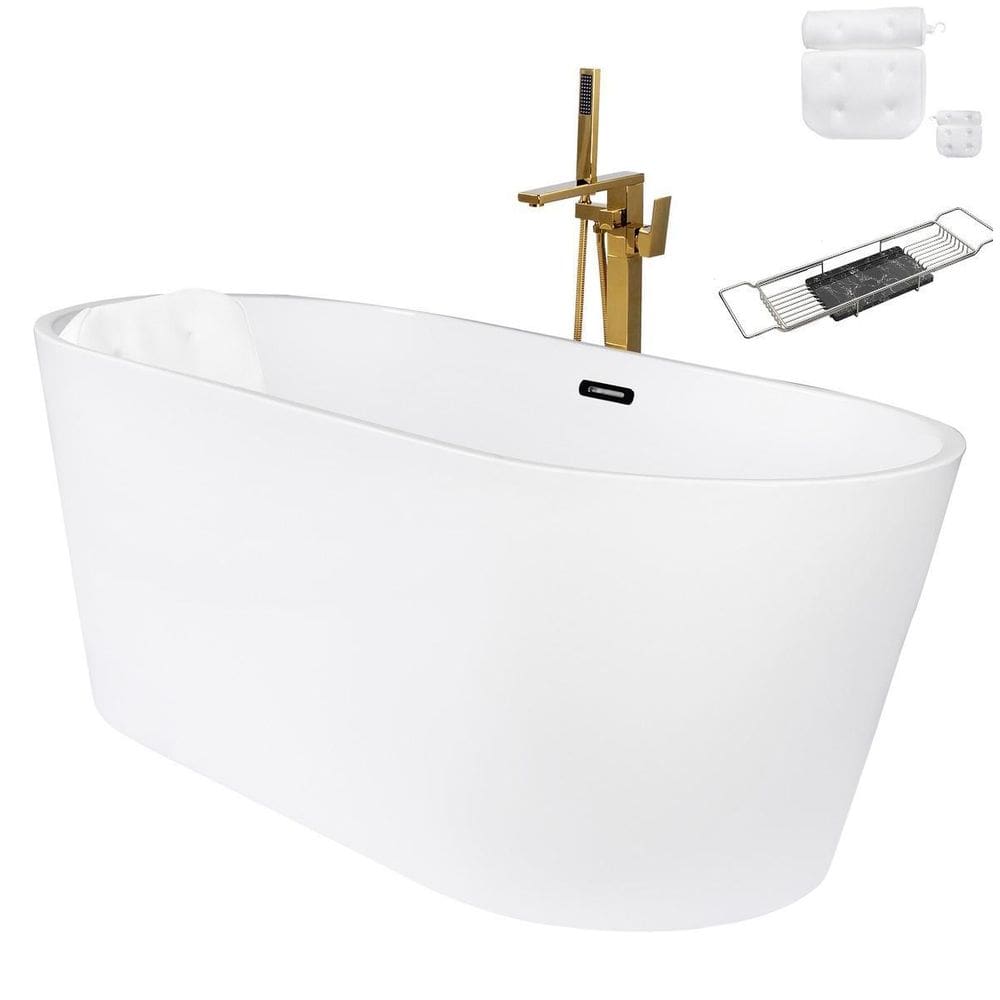 Kit Banheira Freestanding Venezza 1.50M C/Misturador Dourado