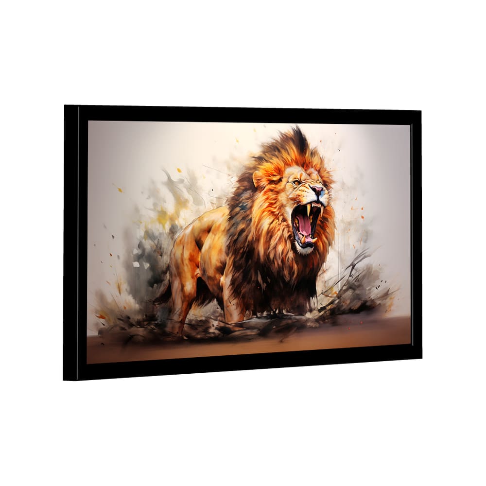 Quadro Decorativo  Leão Majestoso Aquarela