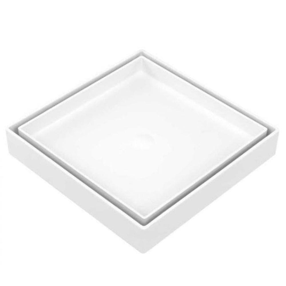 Ralo Oculto Invisível Quadrado 10X10 Cm Branco Seca Piso E