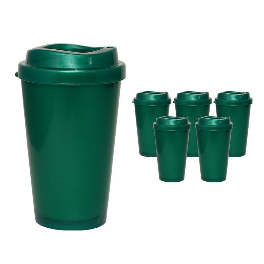 Kit 6 Copos Mug Verde 320Ml Plástico Premium