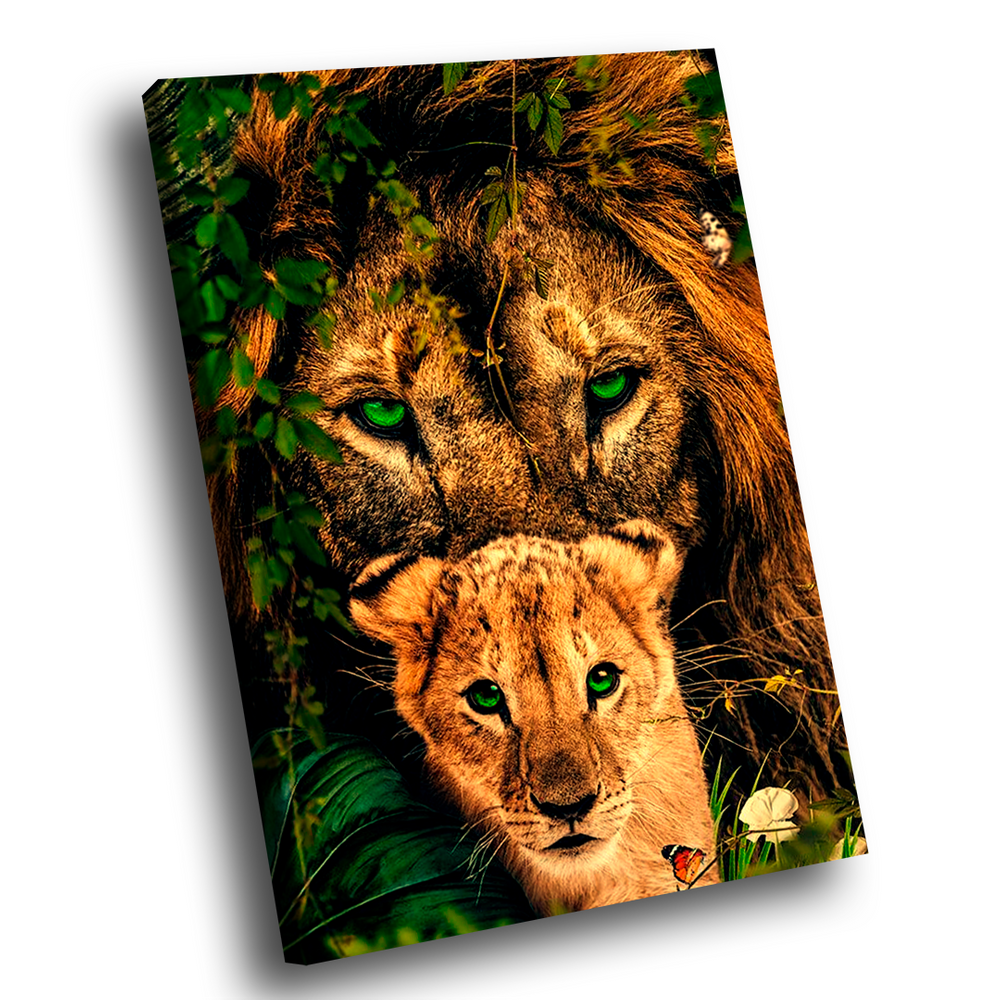 Quadro Leões da Selva Colorido