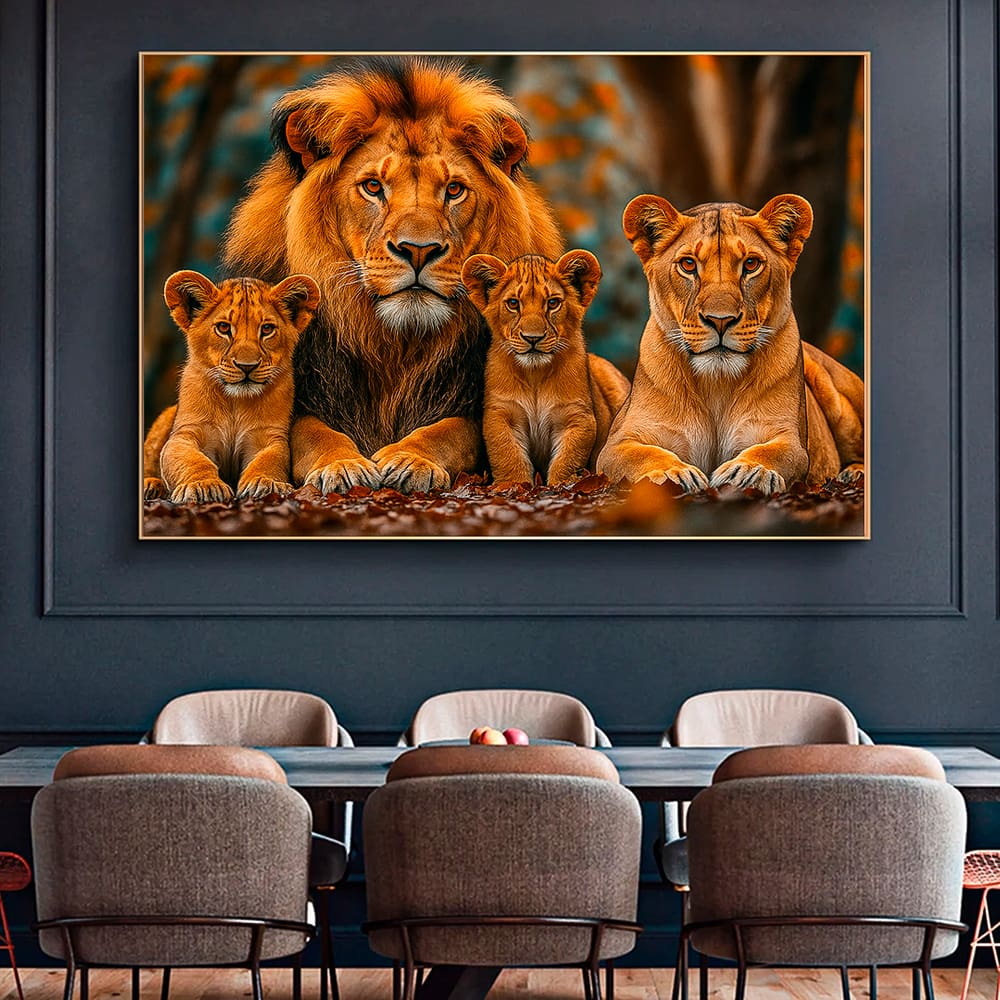 Quadro Decorativo Família De Leões Centrada | Casas Bahia