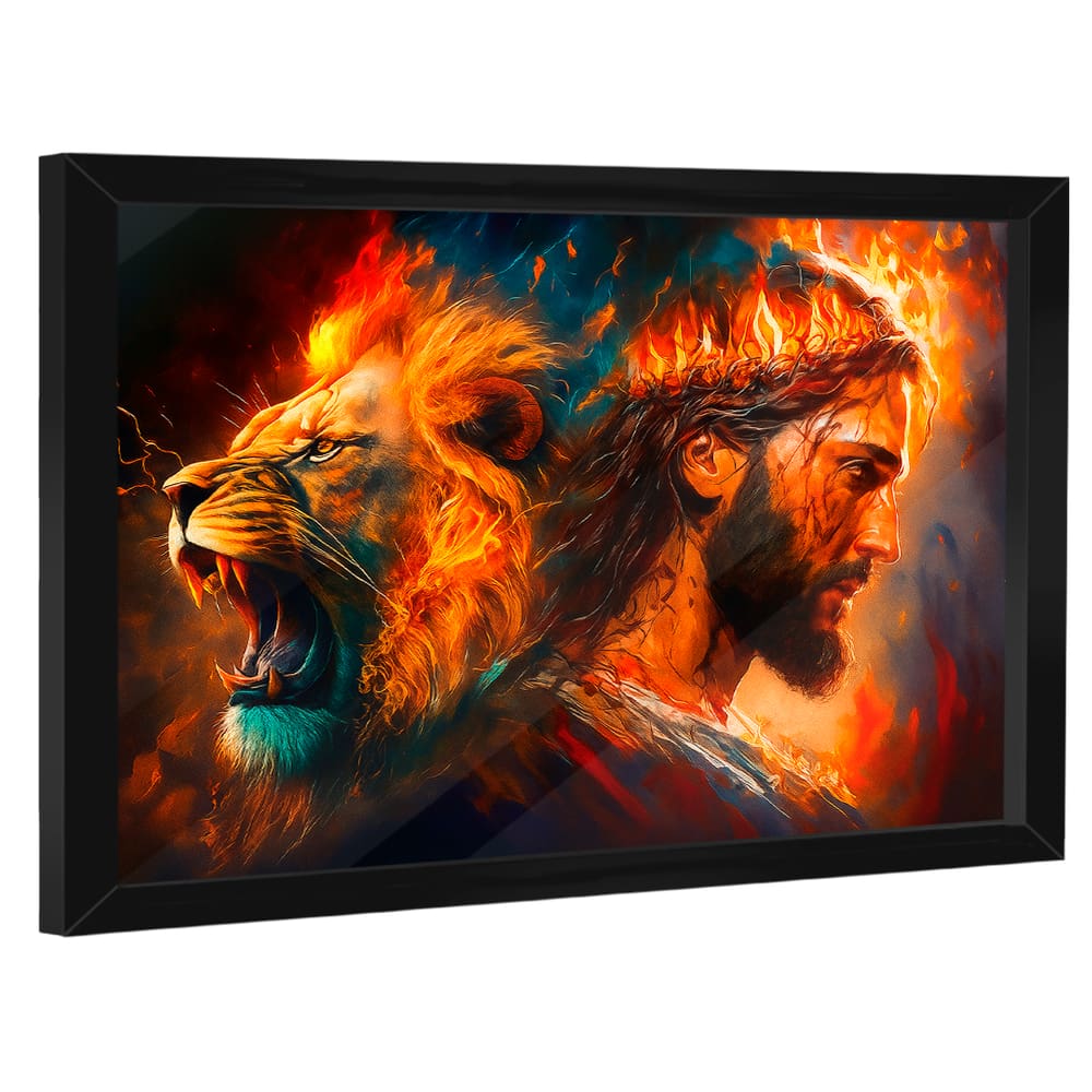 Quadro Decorativo Leão de Judá e Cristo