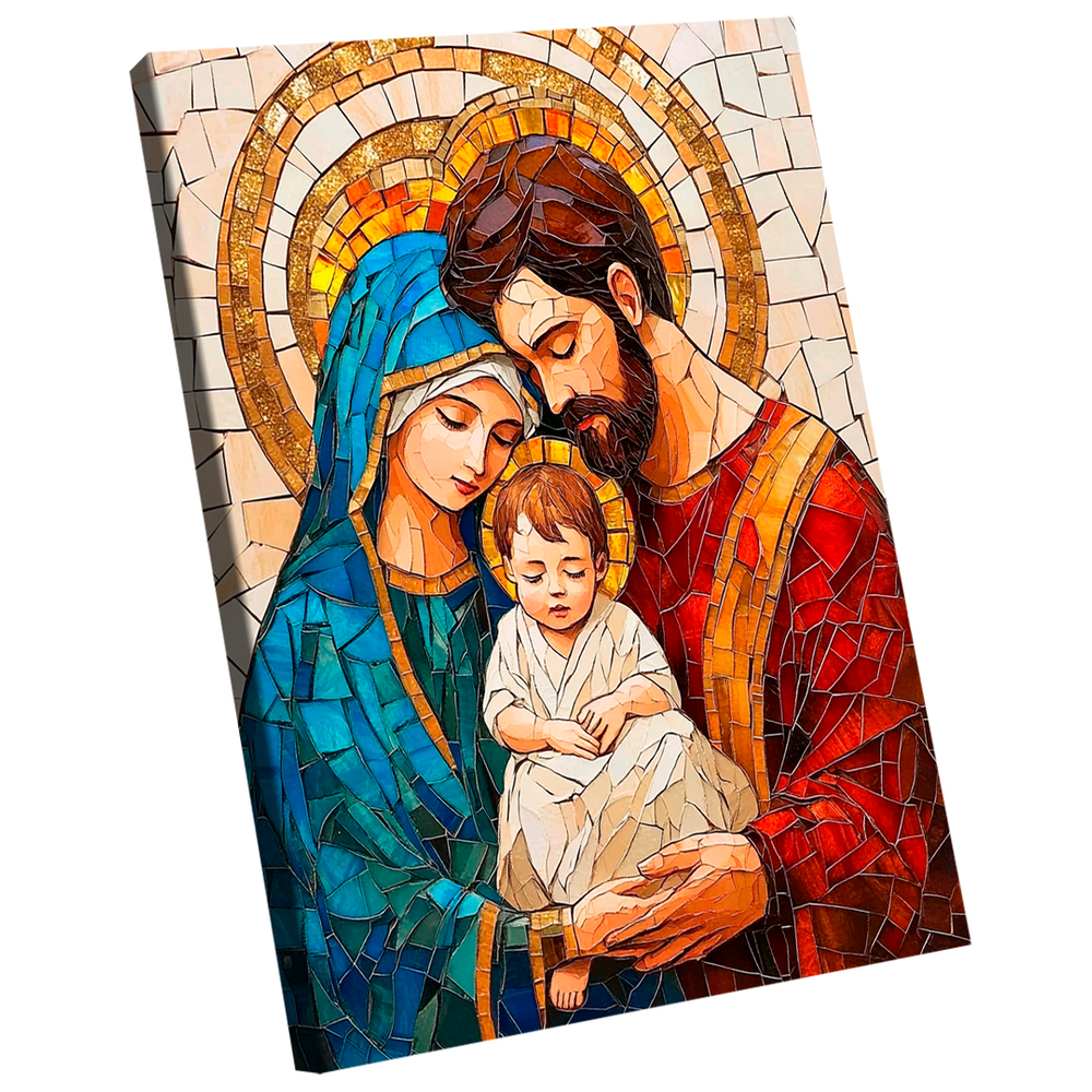 Quadro Decorativo Família Divina em Mosaico