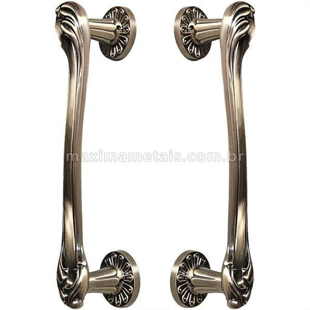 Puxador Duplo Porta Pivotante Correr Rústico Petra Bronze