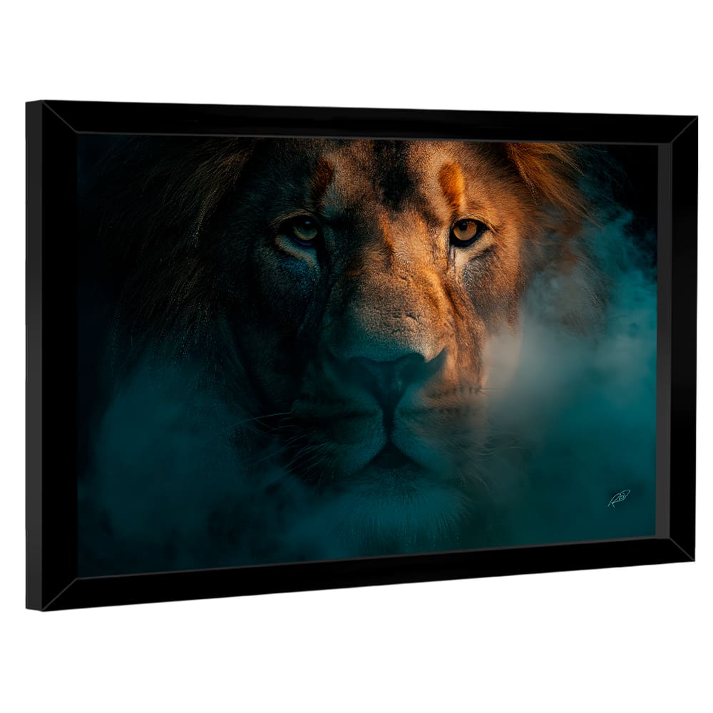 Quadro Decorativo Leão na Fumaça