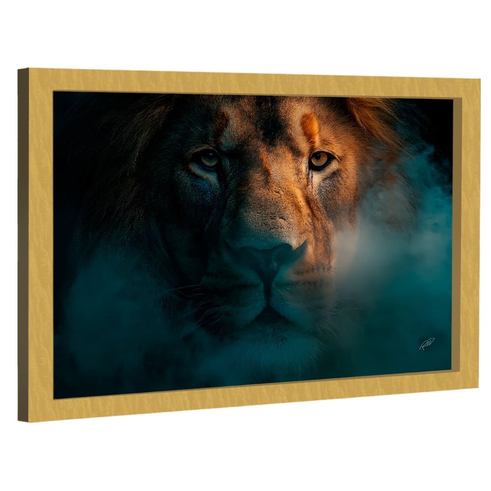 Quadro Decorativo Leão na Fumaça
