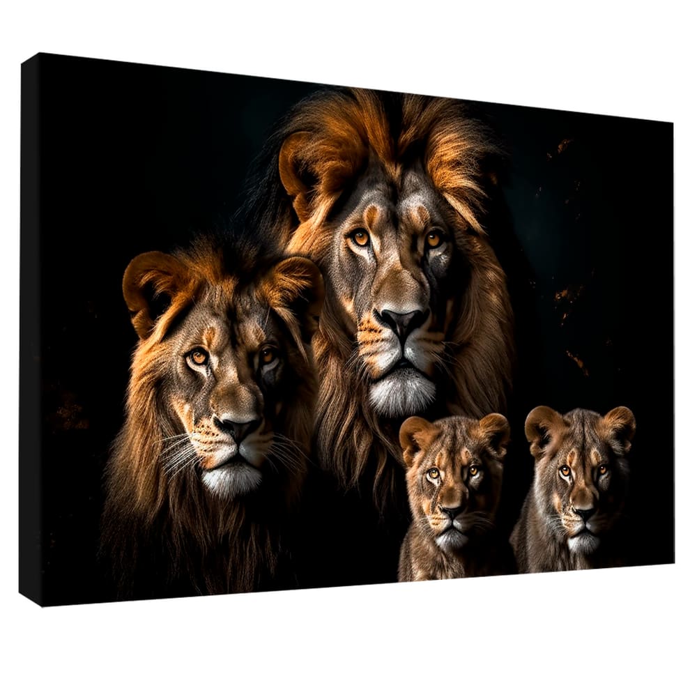 Quadro Decorativo Família Majestosa de Leões
