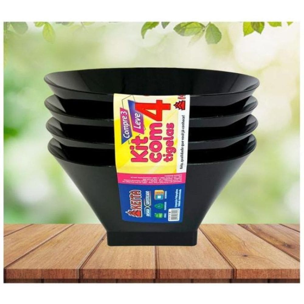 Kit 4 Tigela Pote Plástico Cumbuca Petiscos Sobremesa 500Ml