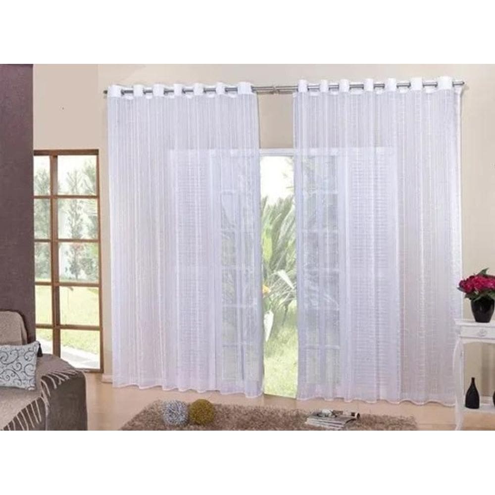 Cortina Voil Xadrez Sala, Quarto E Cozinha 6,00 X 2,50