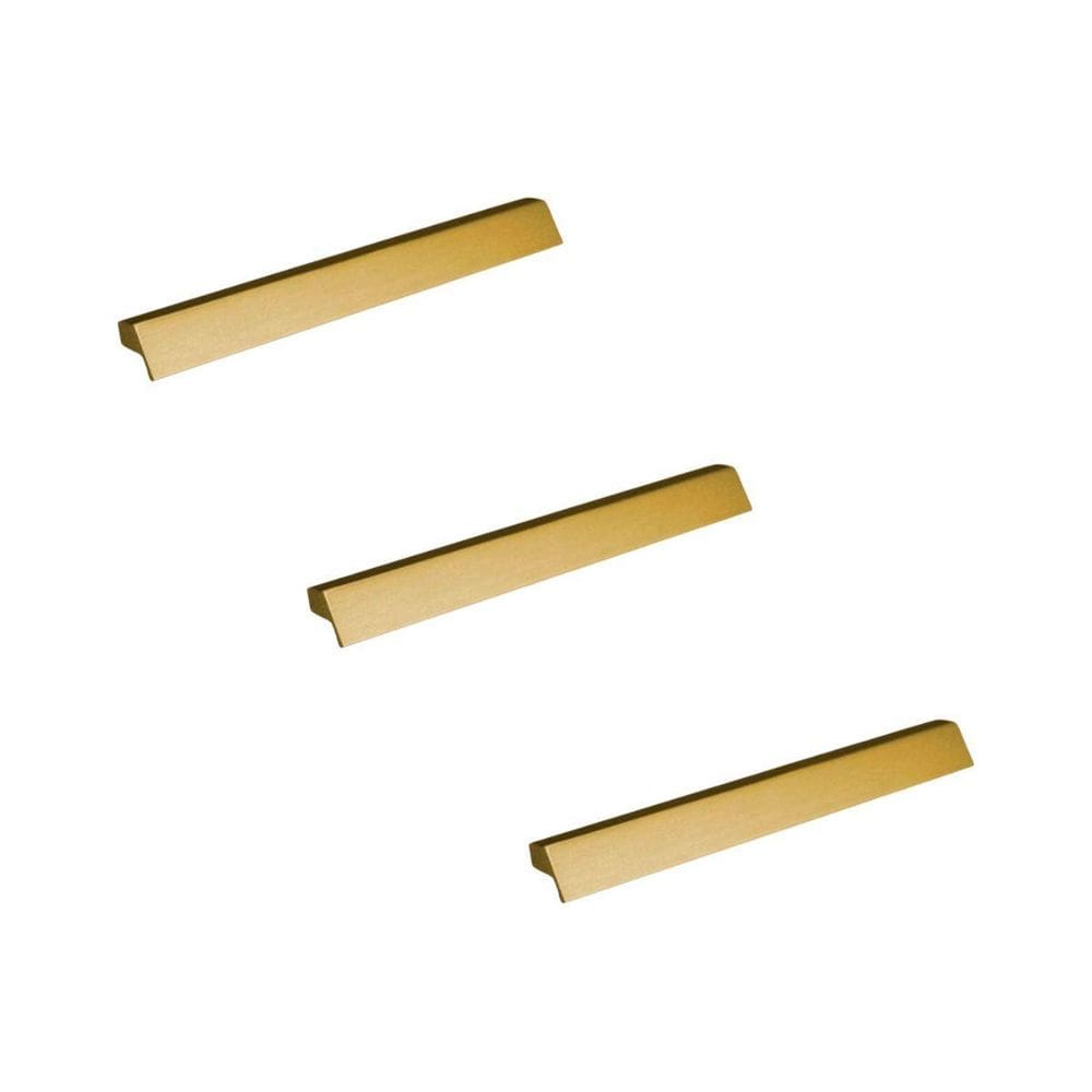 Kit 3 Puxador Moveis Ken Dourado Matte Fosco 192Mm Zen