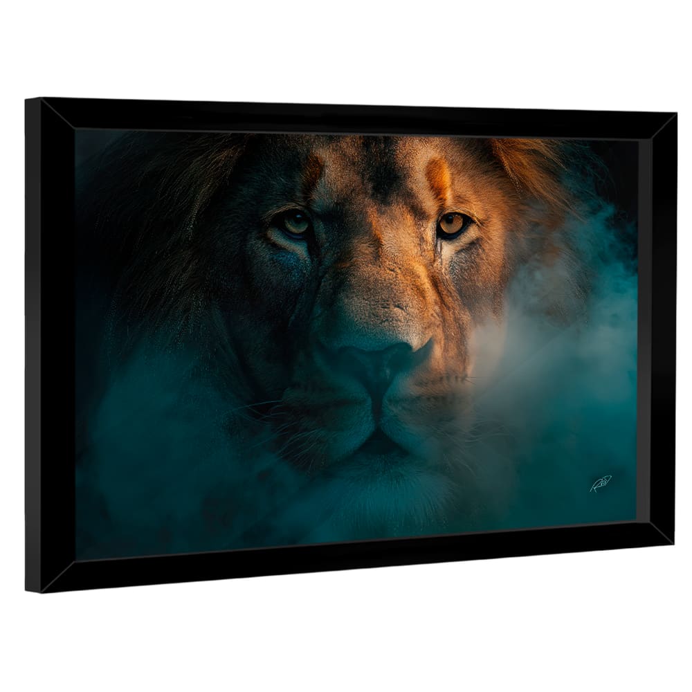 Quadro Decorativo Leão na Fumaça