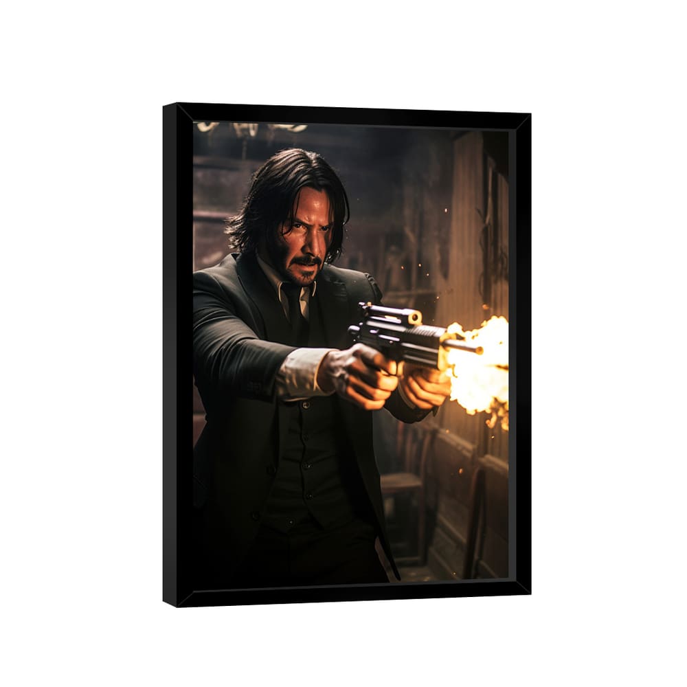 Quadro Decorativo John Wick Disparo de Fogo