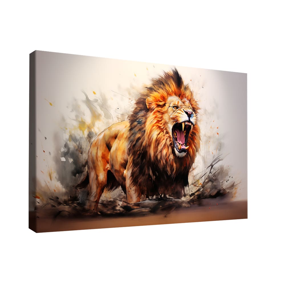 Quadro Decorativo Leão Majestoso Aquarela