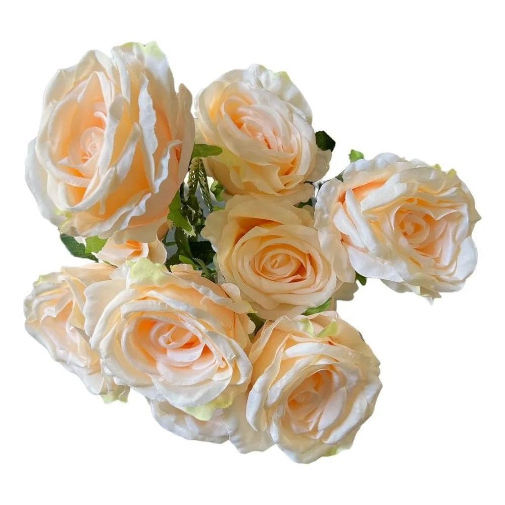 Buquê De Rosa Grande Artificial Com 9 Flores