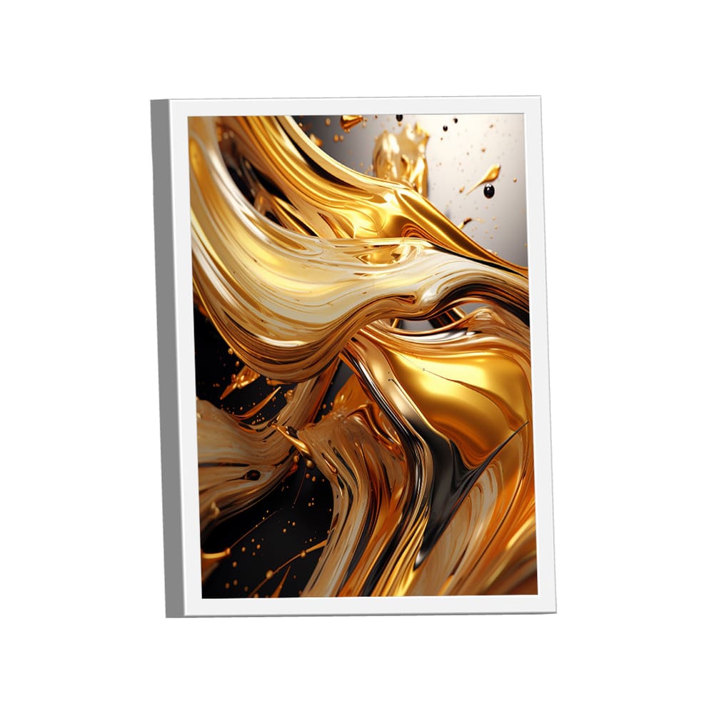 Quadro Decorativo Abstract Gold 3D