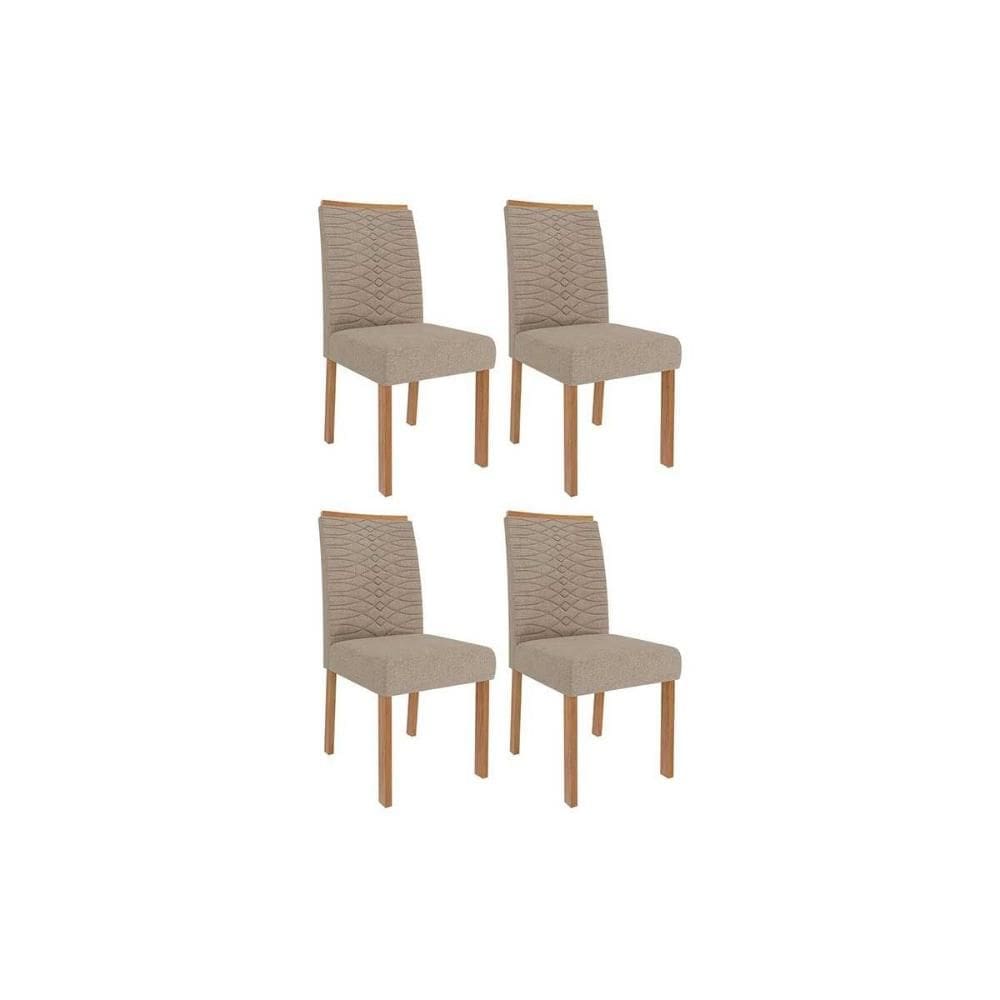 Cadeira Sala de Jantar Clarice Wood Kit 4 Un Carvalho/Linho Bege - Cimol