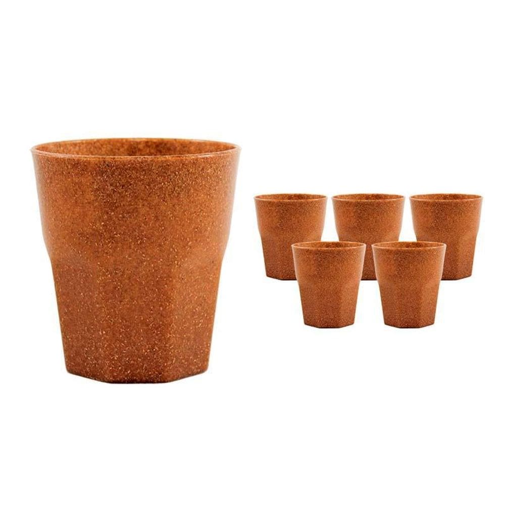 Kit 6 Copos Mini Roma Fibra Madeira Green 300Ml