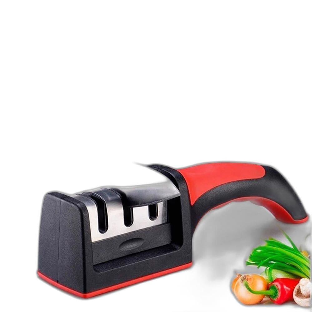Amolador Afiador De Faca Profissional Com 3 Afiadores Inox