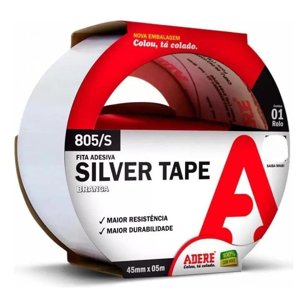 Fita Adesiva Silver Tape 45Mm X 5M Adere Cor Branca