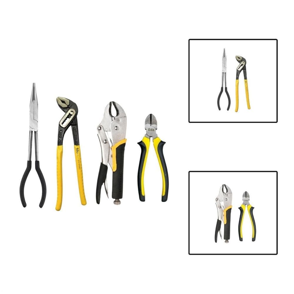 Kit 4 Alicates Pressão Bico Longo Papagaio Corte Diagonal