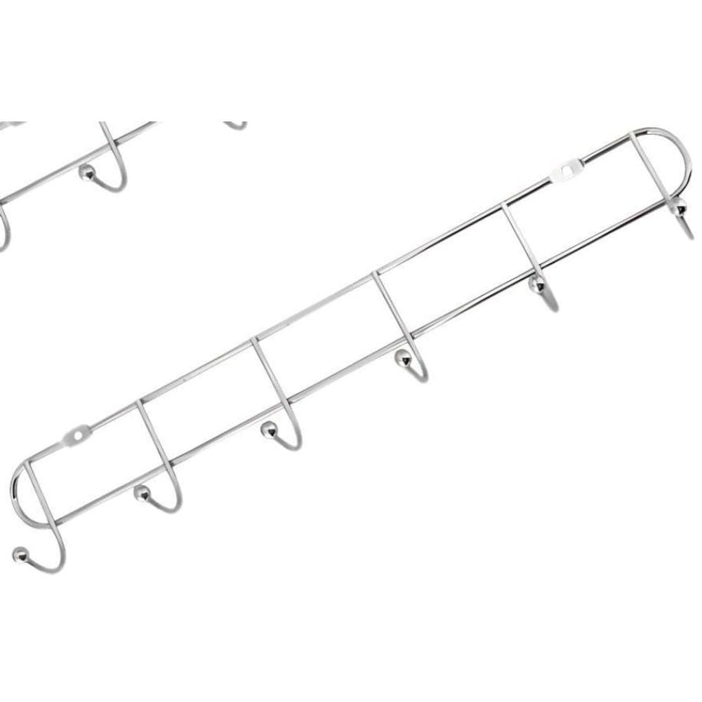 Kit 2 Cabides De Parede Inox Com 6 Ganchos 35Cm Organizador