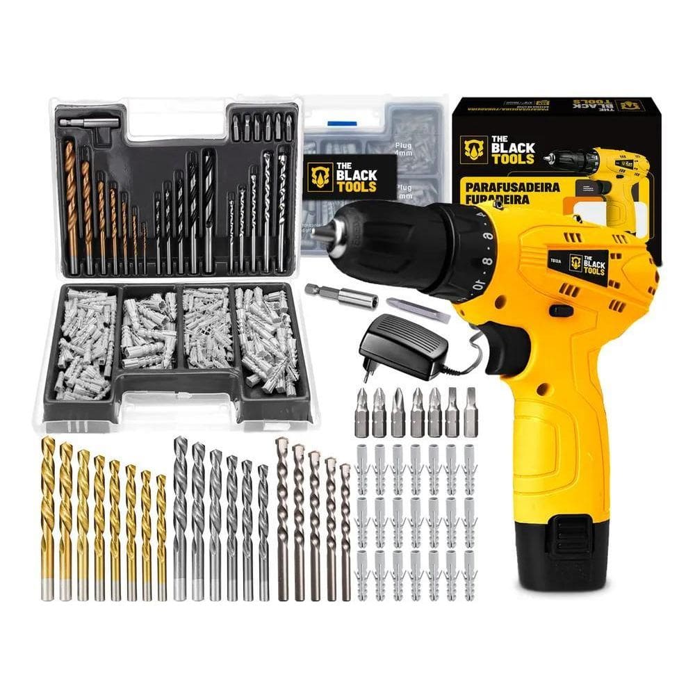 Parafusadeira Furadeira 3/8 A Bateria Tb12A The Black Tools